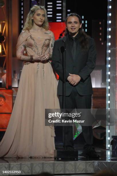 Paris Jackson and Prince Jackson speak onstage during the 75th Annual Tony Awards at Radio City Music Hall on June 12, 2022 in New York City.