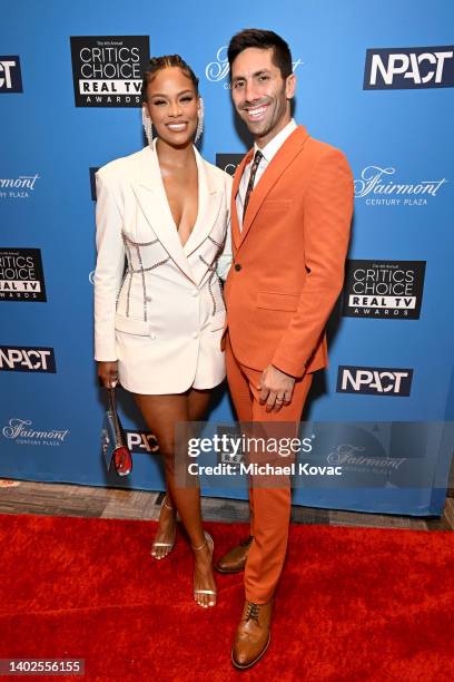 Kamie Crawford and Nev Schulman attend the Fourth Annual Critics Choice Real TV Awards at Fairmont Century Plaza on June 12, 2022 in Los Angeles,...