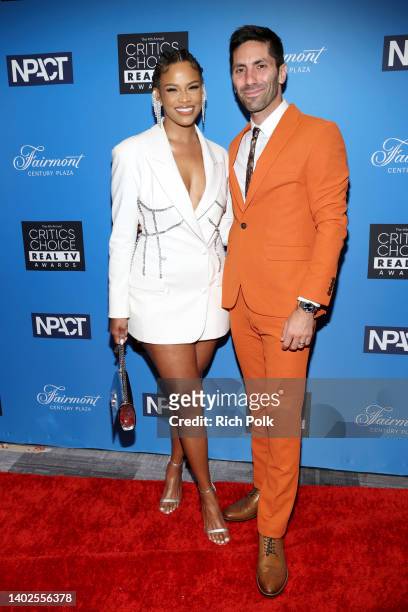 Kamie Crawford and Nev Schulman attend the Fourth Annual Critics Choice Real TV Awards at Fairmont Century Plaza on June 12, 2022 in Los Angeles,...
