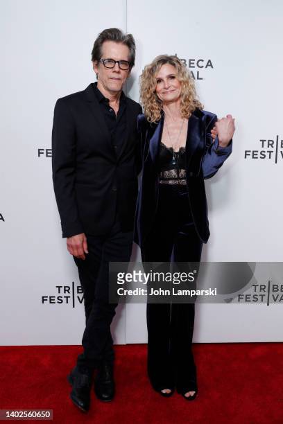 Kevin Bacon and Kyra Sedgwick attend the "Space Oddity" premiere during the 2022 Tribeca Festival at Village East Cinema on June 12, 2022 in New York...
