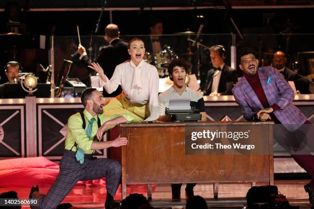 Julianne Hough, Darren Criss and performers onstage at the 75th Annual Tony Awards at Radio City Music Hall on June 12, 2022 in New York City.