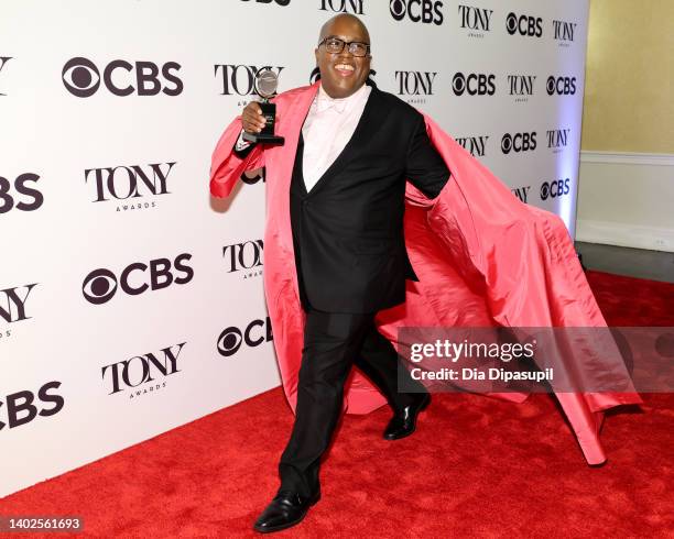 Michael R. Jackson poses in the press room after winning for Best Book of a Musical for "A Strange Loop" during the 75th Annual Tony Awards at 3 West...