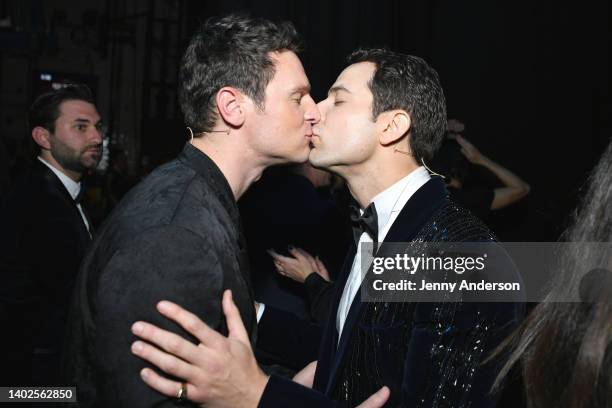 Jonathan Groff and Skylar Astin attend the 75th Annual Tony Awards at Radio City Music Hall on June 12, 2022 in New York City.