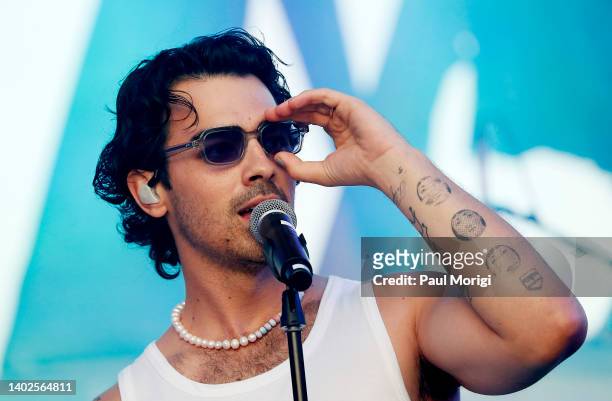Joe Jonas of DNCE performs at the Capital Pride concert and festival on Pennsylvania Avenue during Pride Week on June 12, 2022 in Washington, DC.