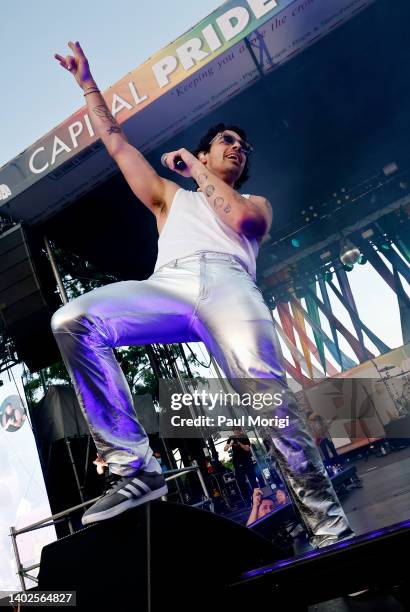 Joe Jonas of DNCE performs at the Capital Pride concert and festival on Pennsylvania Avenue during Pride Week on June 12, 2022 in Washington, DC.