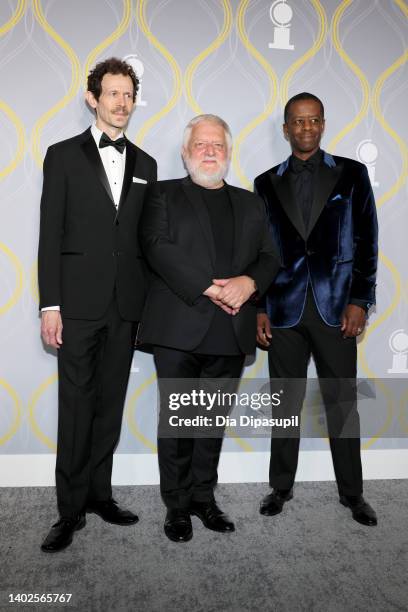 Adam Godley, Simon Russell Beale and Adrian Lester attend the 75th Annual Tony Awards at Radio City Music Hall on June 12, 2022 in New York City.