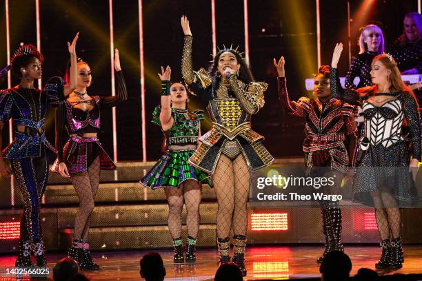 The cast of "SIX" performs onstage at the 75th Annual Tony Awards at Radio City Music Hall on June 12, 2022 in New York City.