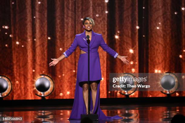 Ariana DeBose speaks onstage at the 75th Annual Tony Awards at Radio City Music Hall on June 12, 2022 in New York City.