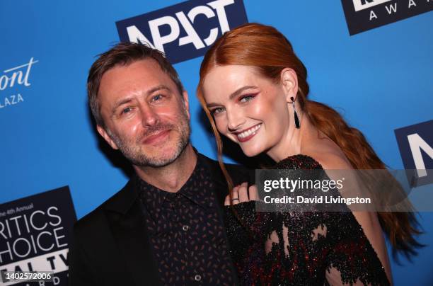 Chris Hardwick and Lydia Hearst attend the 4th Annual Critics Choice Real TV Awards at the Fairmont Century Plaza on June 12, 2022 in Los Angeles,...