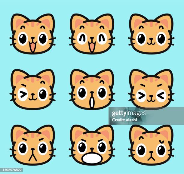 cute facial expression icon of the cat - eyes closed stock illustrations