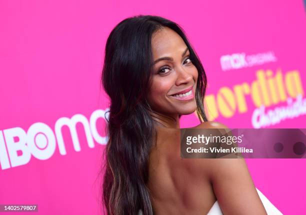 Zoe Saldana attends the HBO Max "Gordita Chronicles" Red Carpet Premiere Event at Valentine DTLA on June 12, 2022 in Los Angeles, California.