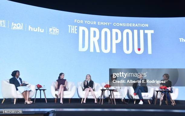 Angelique Jackson, Katherine Pope, Amanda Seyfried, Naveen Andrews, Michael Showalter and Liz Heldens attend the Emmy FYC "Clips & Conversation"...