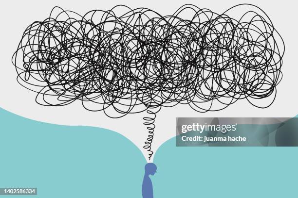 illustration. person expressing a negative and sad message. - nervoso imagens e fotografias de stock