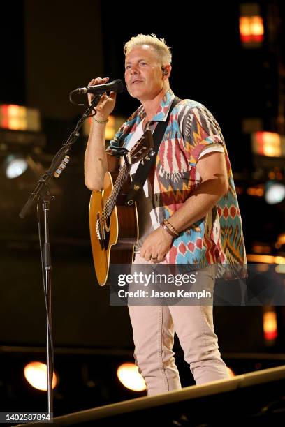 Trevor Rosen of Old Dominion performs during day 4 of CMA Fest 2022 at Nissan Stadium on June 12, 2022 in Nashville, Tennessee.