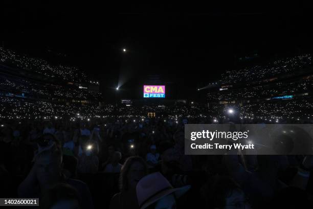 View of the atmosphere during day 4 of CMA Fest 2022 at Nissan Stadium on June 12, 2022 in Nashville, Tennessee.