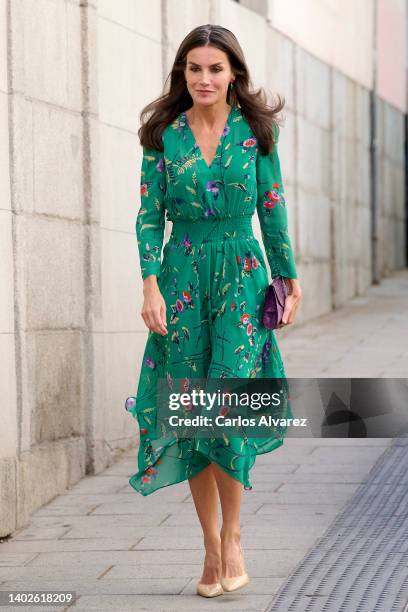Queen Letizia of Spain visits the Official College of Physicians on June 13, 2022 in Madrid, Spain.