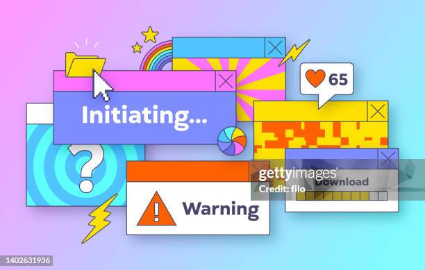 retro windows interface abstract aesthetic computer user interface dialog window - error message stock illustrations