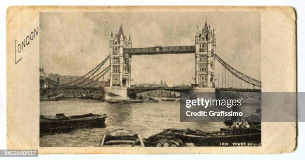 london vintage photograph tower bridge art nouveau illustration - graphic print stock illustrations