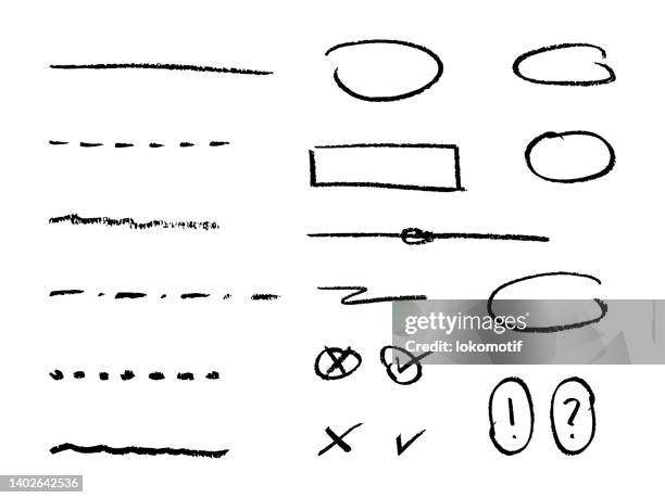 vector grunge handdrawn design elements - dotted line stock illustrations