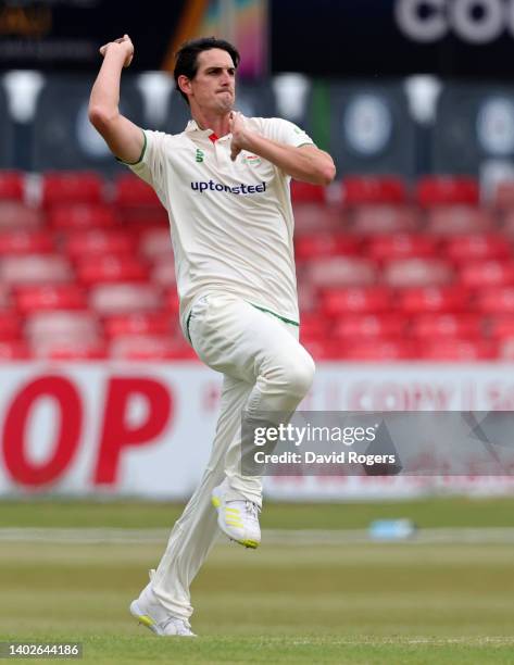 Chris Wright of Leicestershire bowls during the LV= Insurance County Championship match between Leicestershire and Nottinghamshire at Uptonsteel...