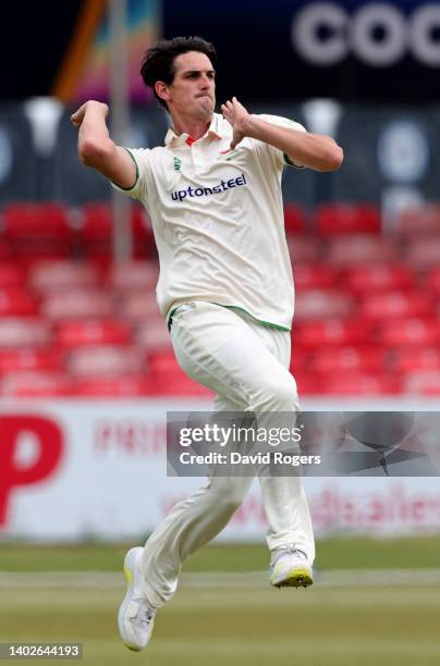 Chris Wright of Leicestershire bowls during the LV= Insurance County Championship match between Leicestershire and Nottinghamshire at Uptonsteel...