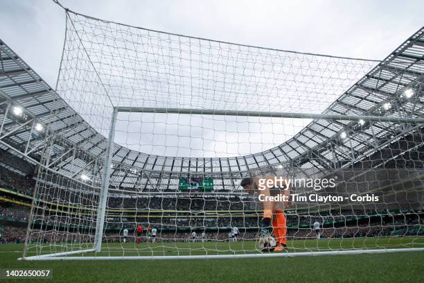 June 11: Goalkeeper Craig Gordon of Scotland picks the ball out of the back of the net after conceding hisses second goal during the Republic of...