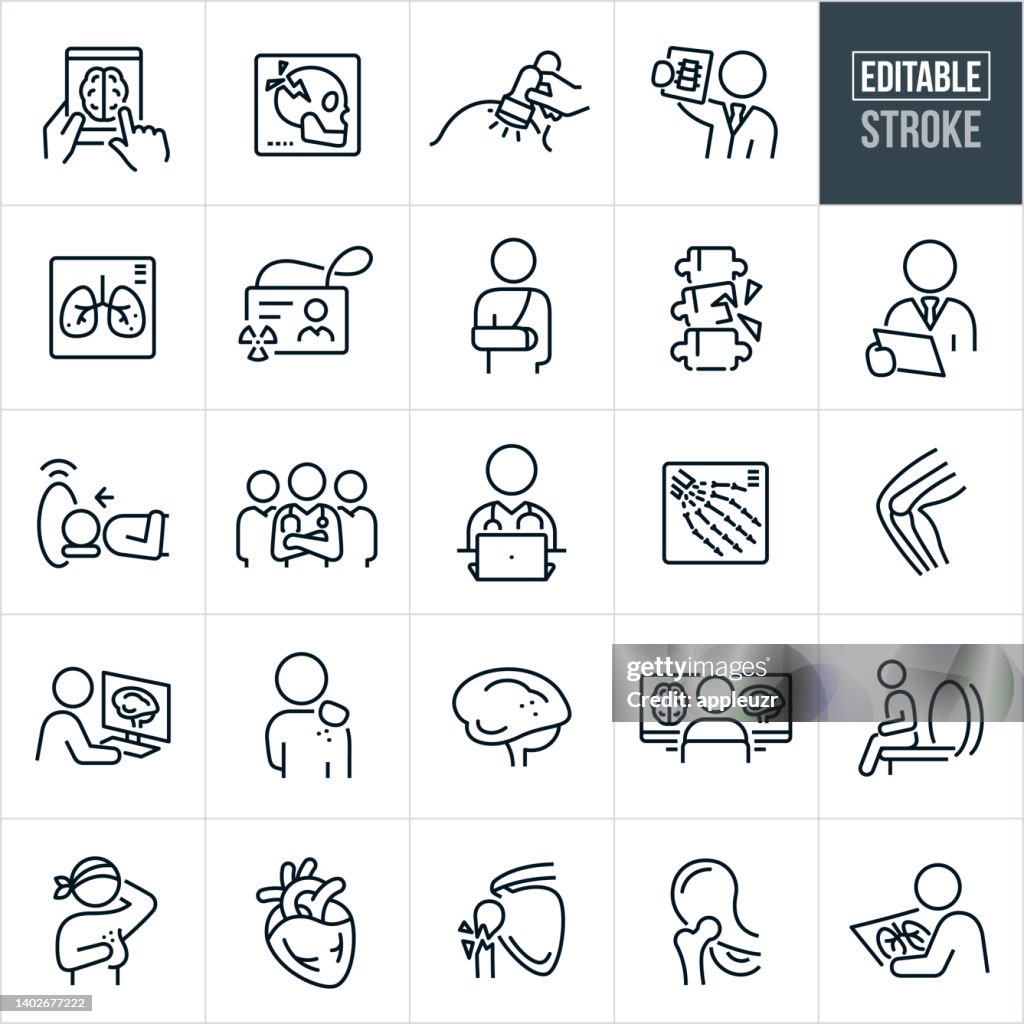 Radiology Thin Line Icons - Editable Stroke