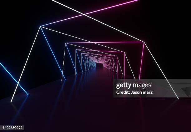 abstract neon light background,3d render - レーザー ストックフォトと画像