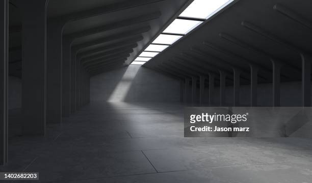 futuristic empty room,3d rendering - hangar stockfoto's en -beelden