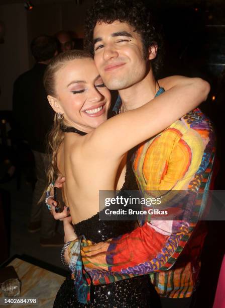 Julianne Hough and Darren Criss pose at the House of Suntory Hosts the 2022 Tony Awards After, After Party at Pebble Bar on June 12, 2022 in New York...