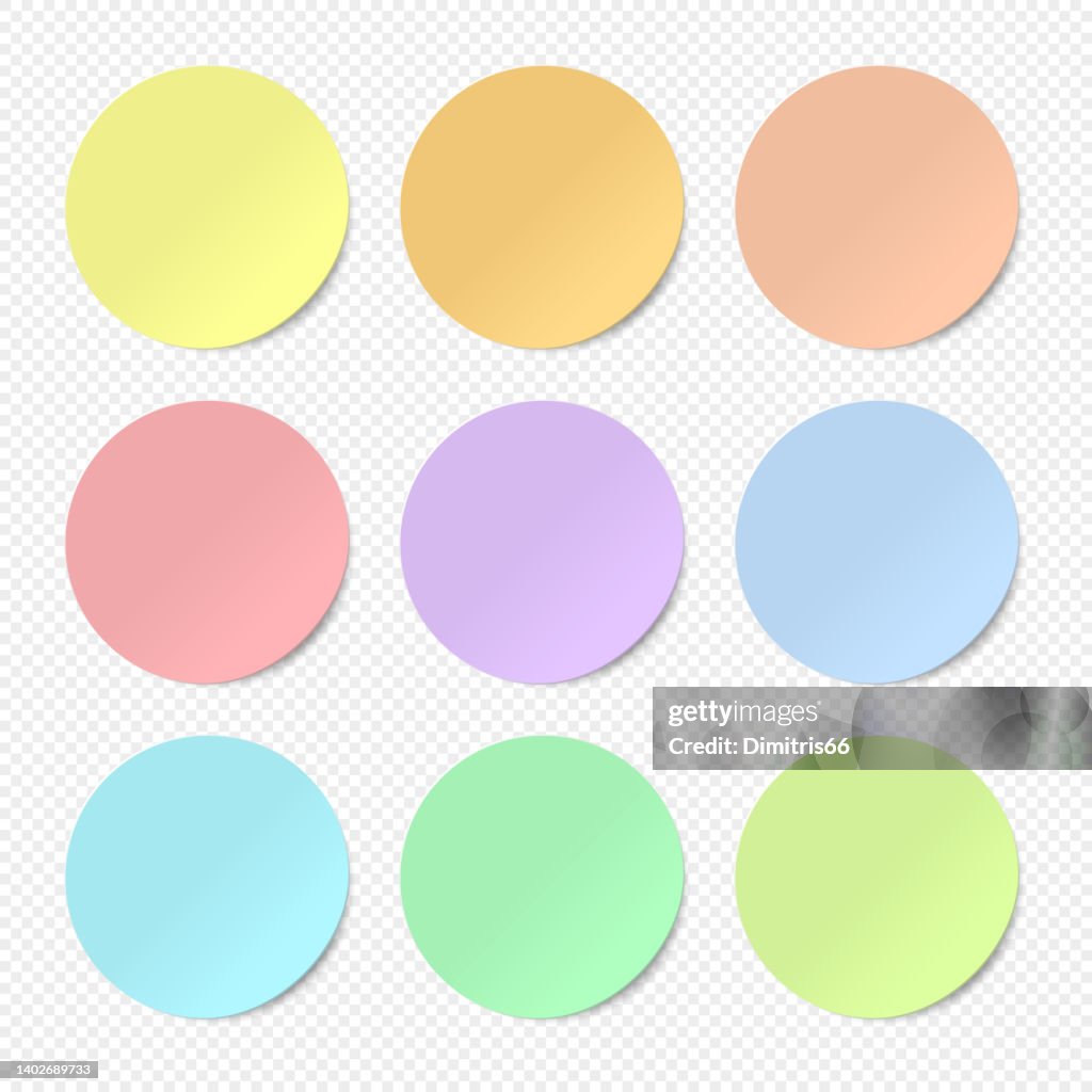 Realistic paper stickers set on transparent background