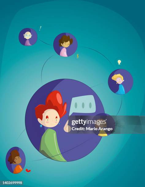 people around the world are connected through the web - hispanic student on computer stock illustrations