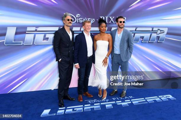 Taika Waititi, Major Tim Peake, Keke Palmer and Chris Evans attend the "Lightyear" UK Premiere at Cineworld Leicester Square on June 13, 2022 in...