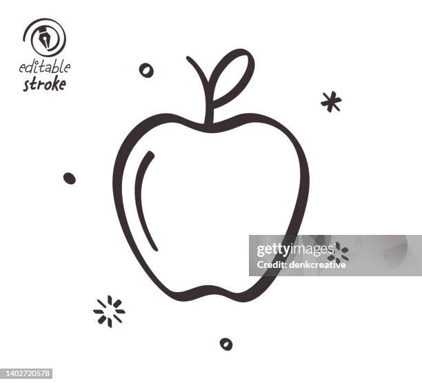 playful line illustration for fresh apple - apple half stock illustrations