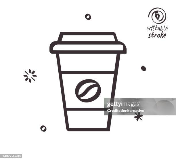 playful line illustration for take away coffee - paper coffee cup stock illustrations
