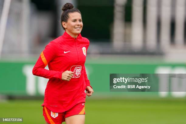 Merel van Dongen of the Netherlands during a Training Session of the Netherlands Women at KNVB Campus on June 9, 2022 in Zeist, Netherlands.