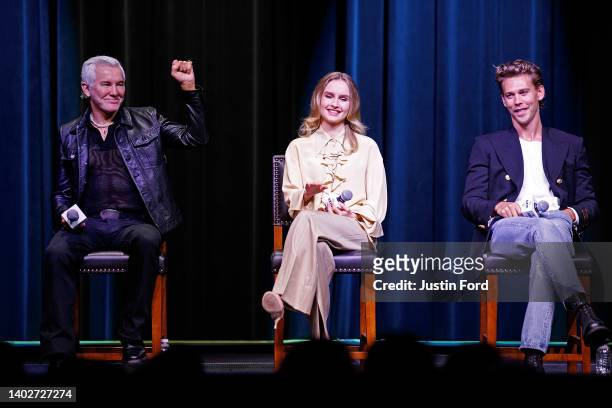 Olivia De Jonge answers a question during the SiriusXM Town Hall event with the cast of "Elvis" at Soundstage at Graceland on June 13, 2022 in...