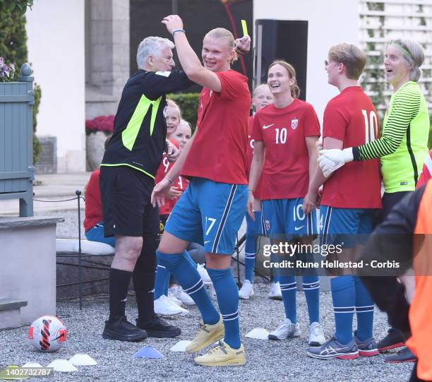 Jan-Age Fjortoft,Prince Sverre Magnus, Caroline Graham Hansen and Erling Braut Haaland play a friendly football match against Vivil IL at Skaugum...