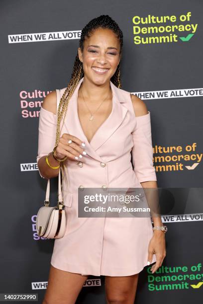 Amanda Seales attends When We All Vote Inaugural Culture Of Democracy Summit on June 13, 2022 in Los Angeles, California.