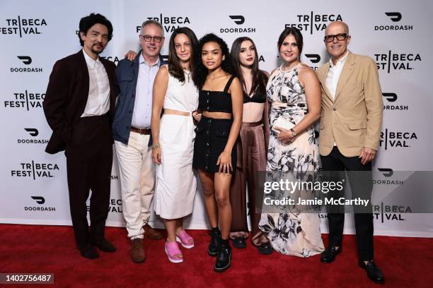 John Cho, Peter Saraf, Leah Holzer, Mia Isaac, Hannah Marks, Vera Herbert, and Donald De Line attend "Don't Make Me Go" premiere during the 2022...