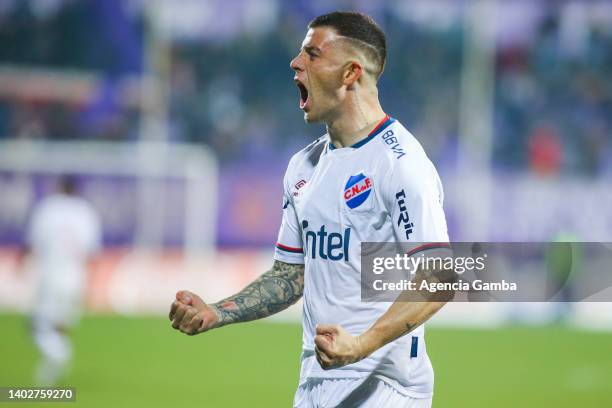 Juan Ignacio Ramirez of Nacional celebrates after scoring the first goal of his team during the match between Defensor Sporting and Nacional as part...