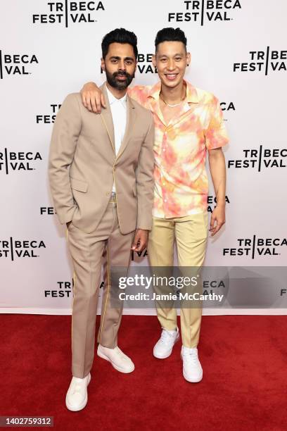 Hasan Minhaj and Jeremy Lin attend "38 At The Garden" premiere during the 2022 Tribeca Festival at Cinepolis Chelsea on June 13, 2022 in New York...