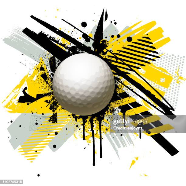golf ball grunge vector - abstract yellow background stock illustrations