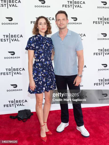 Troian Bellisario and Patrick Adams attend the premiere of "Broadway Rising" during the 2022 Tribeca Festival at SVA Theatre on June 13, 2022 in New...