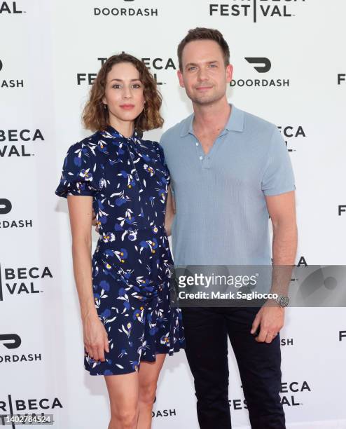 Troian Bellisario and Patrick Adams attend the premiere of "Broadway Rising" during the 2022 Tribeca Festival at SVA Theatre on June 13, 2022 in New...