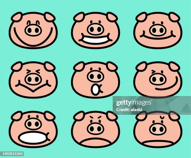 cute facial expression icon of the pig - year of the pig stock illustrations