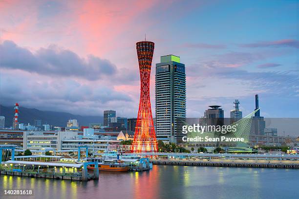night view of kobe port - kobe japan stock pictures, royalty-free photos & images