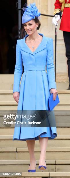 Catherine, Duchess of Cambridge and Prince William, Duke of Cambridge attend the Order Of The Garter Service at St George's Chapel on June 13, 2022...