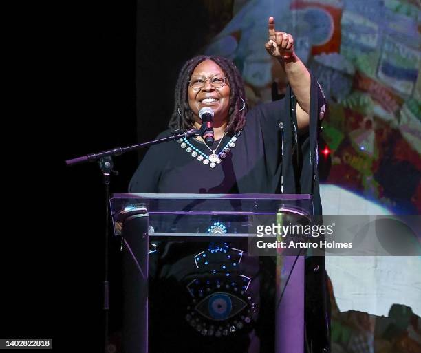 Actress Whoopi Goldberg speaks at the 2022 Apollo Theater Spring Benefit at The Apollo Theater on June 13, 2022 in New York City.
