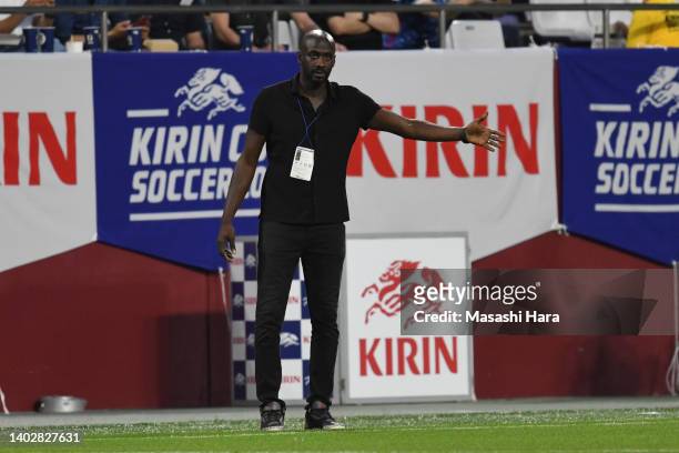 Nana Otto Addo,coach of Ghana looks on during the international friendly match between Japan and Ghana at Noevir Stadium Kobe on June 10, 2022 in...
